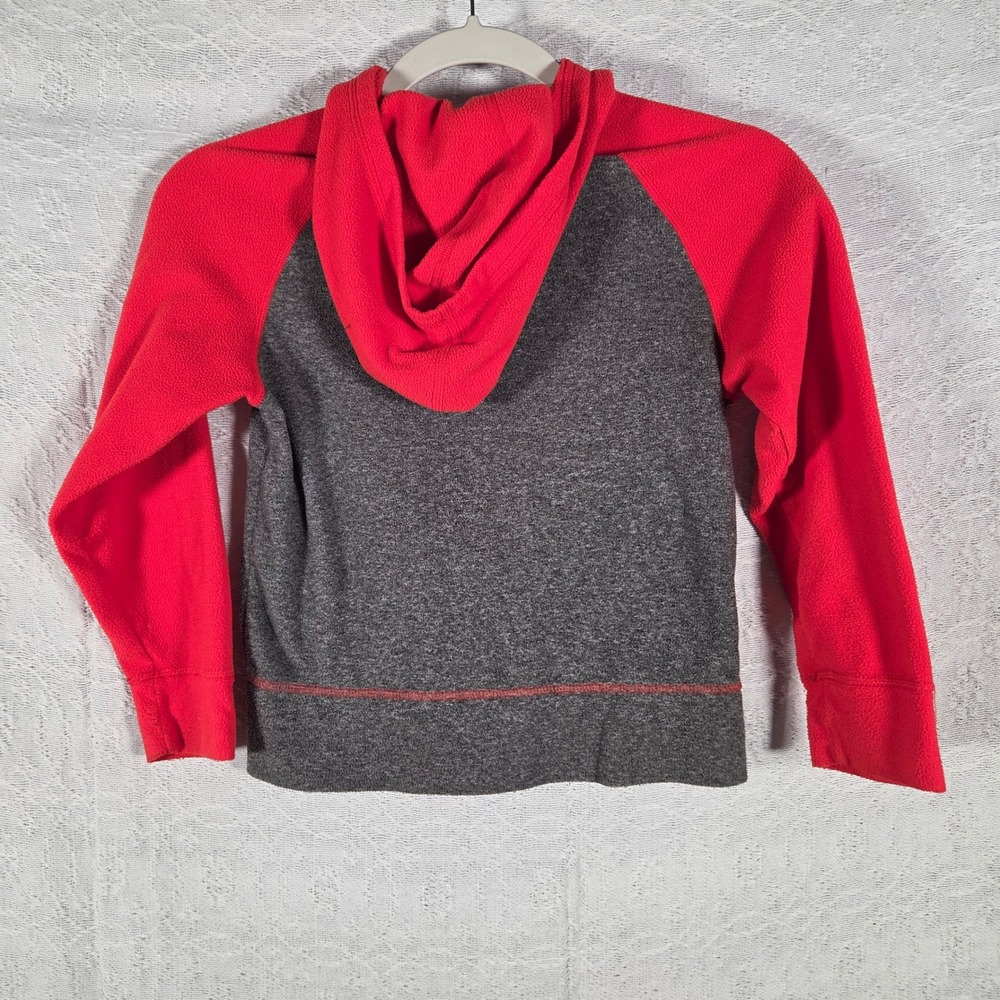 The North Face Boys XS 6 Fleece Hoodie Full Zip Colorblock Grey Red Logo Outdoor - Picture 7 of 8